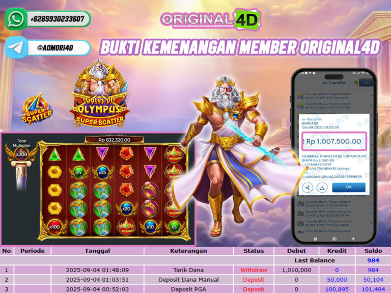 Jackpot Pragmatic Play, Gates Of Olympus Super Scatter Original4D!